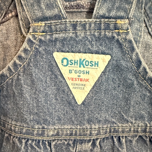 Vintage 90s OshKosh B'gosh Classic Blue Toddler Girl Overalls - Picture 5 of 7